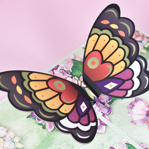 Bulk sale colorful printing Butterfly 3D greeting card Luxury Laser Cutting pop up cards