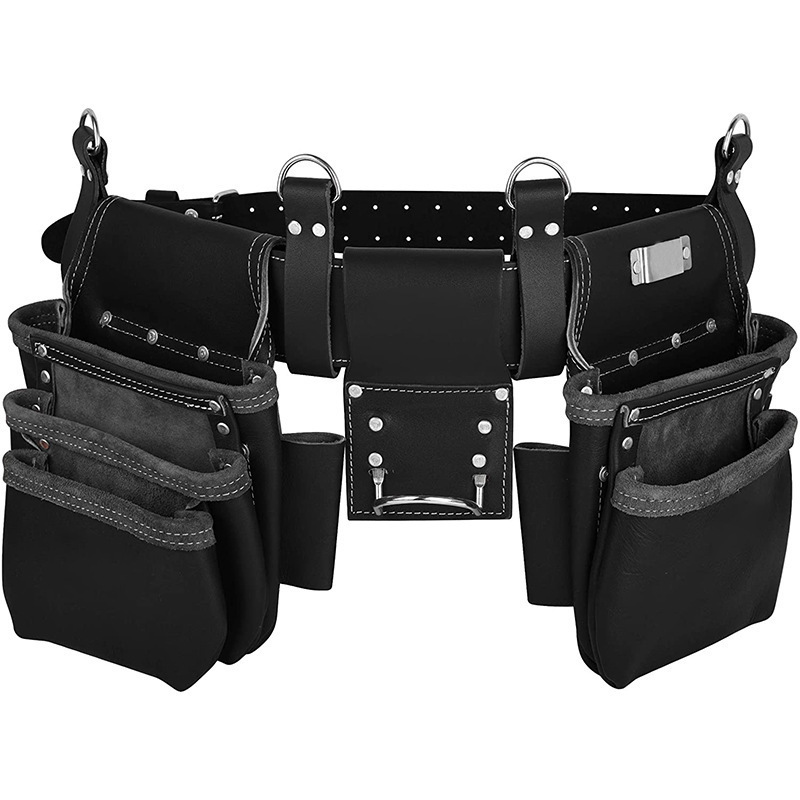 First layer real cowhide waist bag heavy metal hardware waist belt tool waist bag electrician