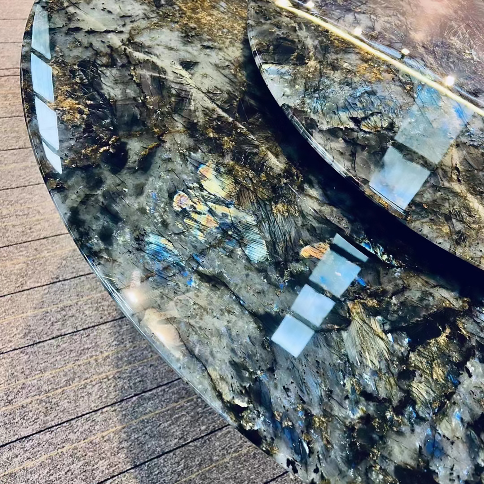 Natural Luxury Blue Lemurian Labradorite Stone Granite Slabs For Kitchen Countertop