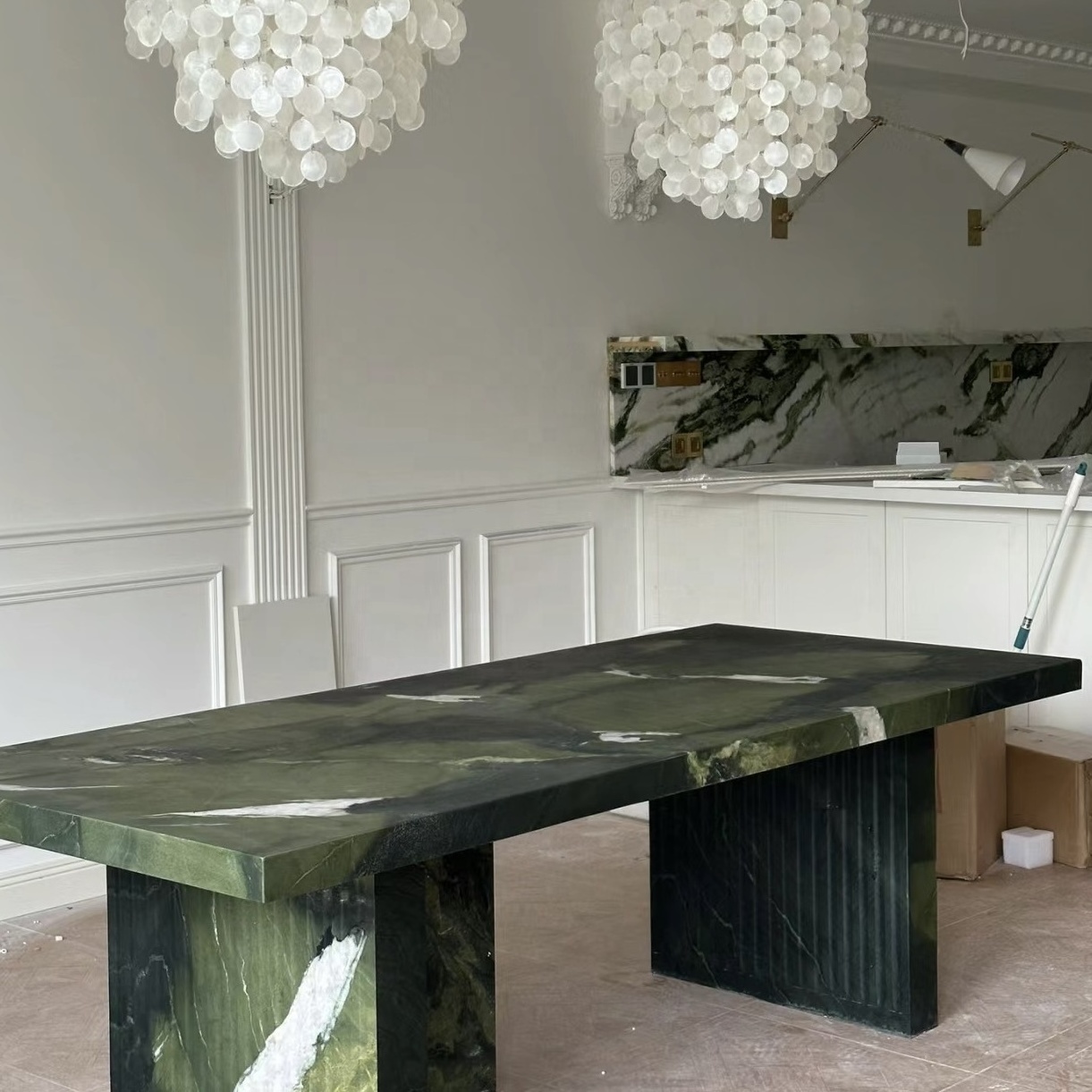 Rare Mine Green Natural Marble Slabs Furniture Sink Natural Luxury Marble Table Top  panels