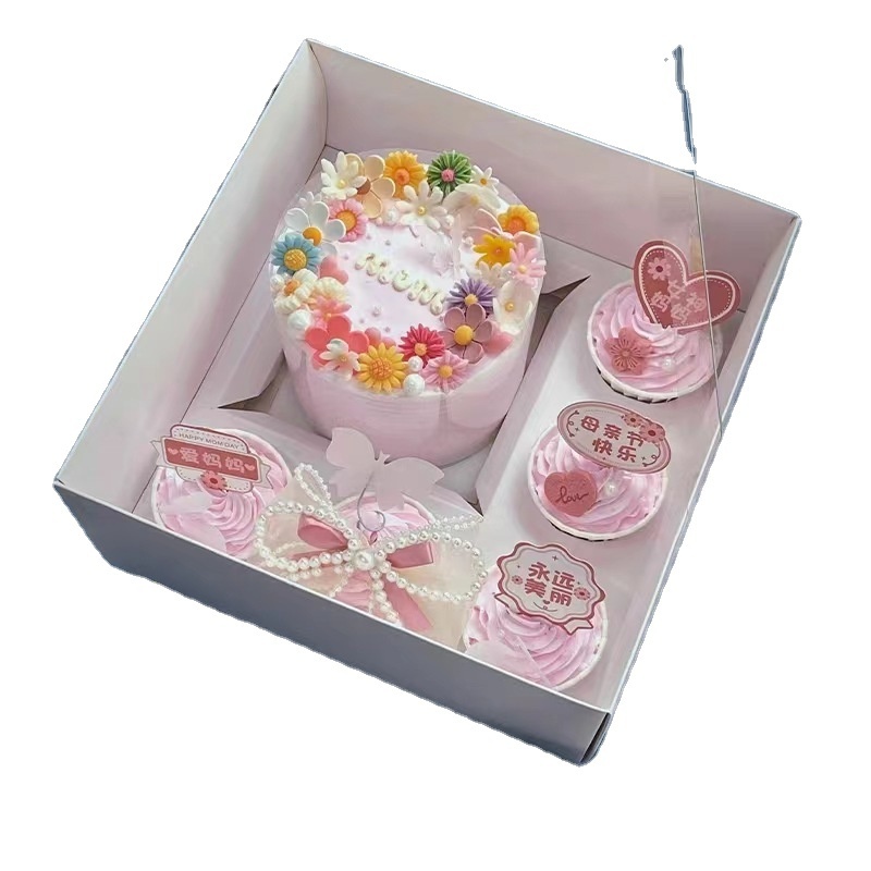 New arrival bakery supply popular White Cupcake Boxes  Folding Wedding Party  Cakes Packaging Cupcake Packing with Window