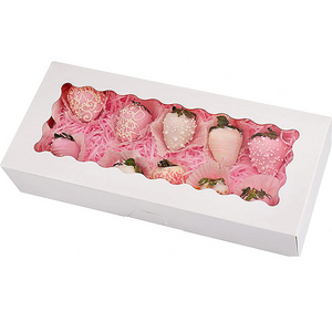 Transparent Window Flower Bento Truffle Bar Candy Display Packaging Chocolate Covered Strawberry cheese cake bakery Box