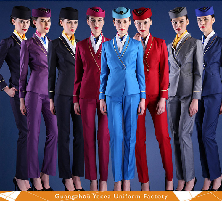 [Wholesale&Customized logo] HOT Short skirt Beauty Anti-wrinkle Sexy Stewardess Suit Airline Uniform