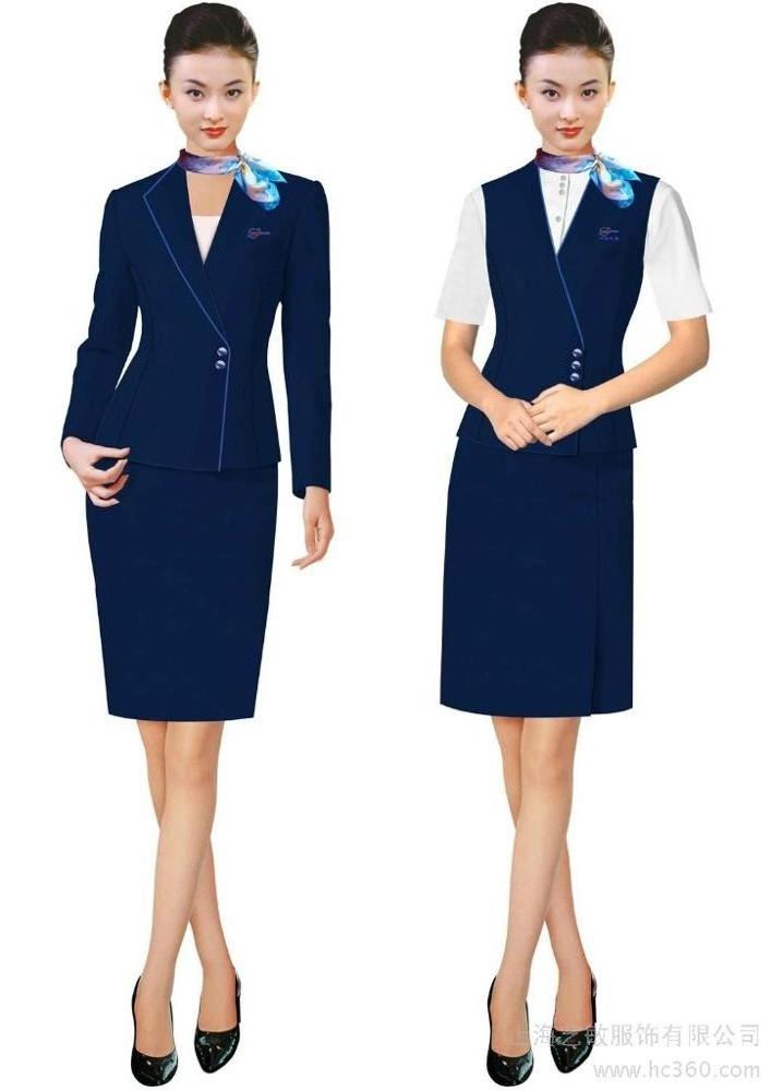 latest Long Sleeves Beauty  Sexy Airline Stewardess Uniform Wholesale&Customized logo