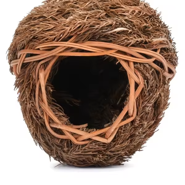 WILDMX canary chickadee outdoors hanging hand woven rattan grass wooden humming hummingbird bird nest house birdhouse swing