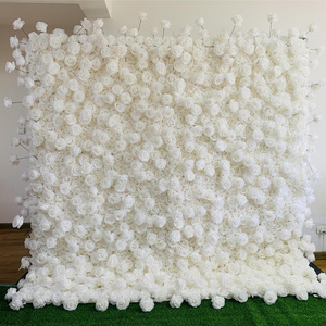 Party Event Store Rental 3d Floral Backdrop White Silk Rose Flower Wall Panel Artificial Flower Wall For Home Wedding Wall Decor