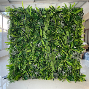 3D Simulation Grass Panel Artificial Greenery Jungle Plant Flower Wall Backdrop Decoration For Wedding Event