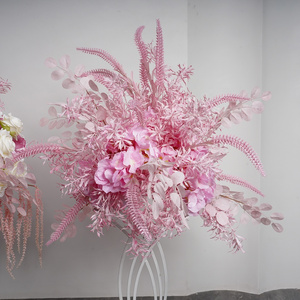 Pink Feather Shaped Artificial Silk Flower Table Flower Ball Wedding Props Decoration for Wedding Home Celebration Event