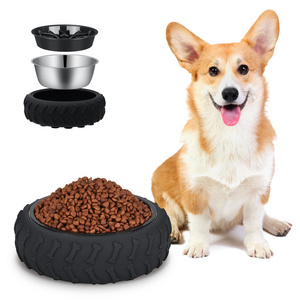 Yee 3-in-1 Large Capacity Stainless Steel Dog Bowl Removable Slow Eating Dog Bowl with Anti-Slip Suction Cup Pet Bowl