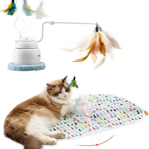 Interactive Cat Toy Rechargeable with Laser Automatic Feather Toy Adjustable Multiple Modes Indoor Pet Exercise Toy