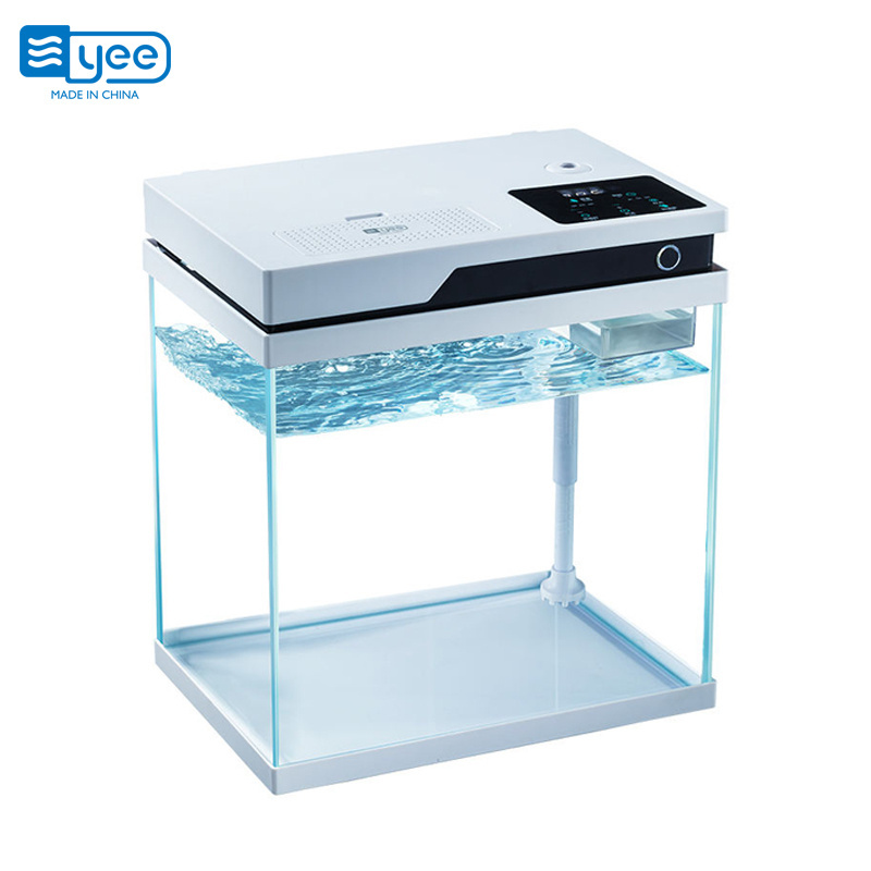 Yee Automatic Feeding smart Fish Tank Intelligent Humidification Small Glass smart Aquarium Fish Tank with Filter and LED Light