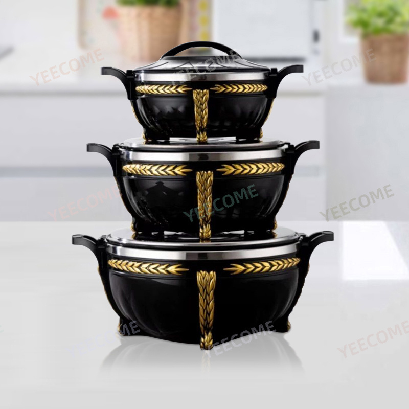 YJM800 Capacity 3-7-10L Custom Logo  Food Warmer Big Size Luxury food warmer set  Round hot pot food warmer set