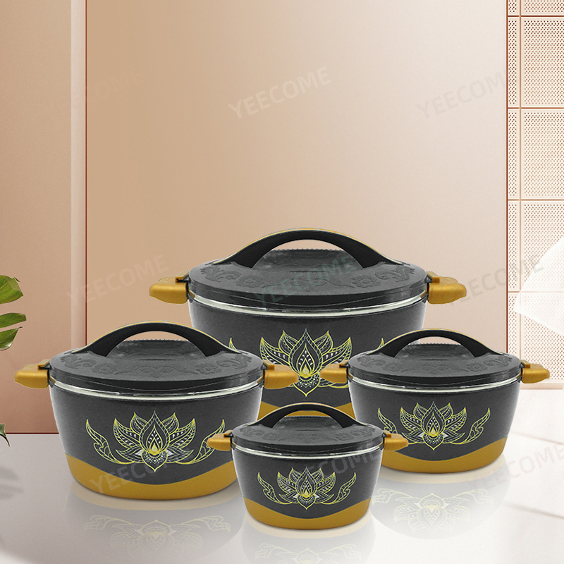 YJM3789-4 Capacity 1+2+4+6L New Arrival hot pot food warmer set  4 PCS hot pot sets food warmer Lotus food warmer container