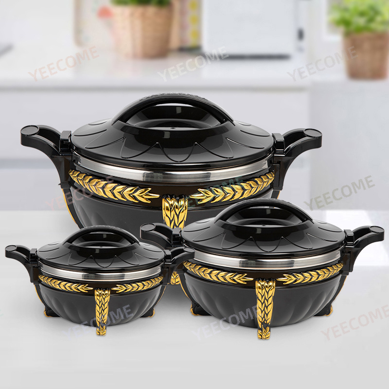 YJM800 Capacity 3-7-10L Custom Logo  Food Warmer Big Size Luxury food warmer set  Round hot pot food warmer set