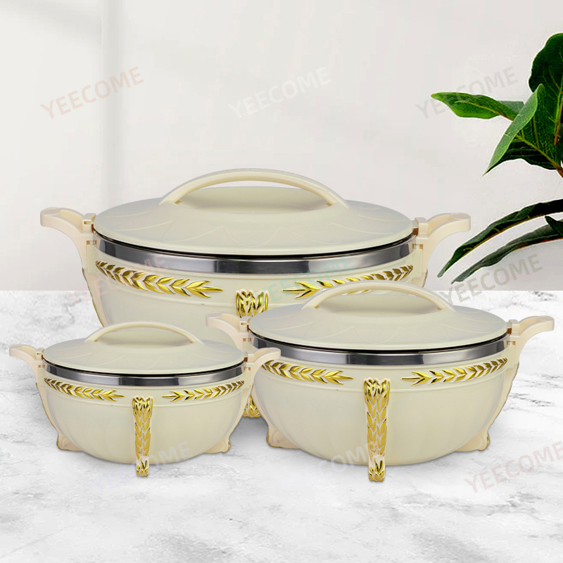 YJM800 Capacity 3-7-10L Custom Logo  Food Warmer Big Size Luxury food warmer set  Round hot pot food warmer set