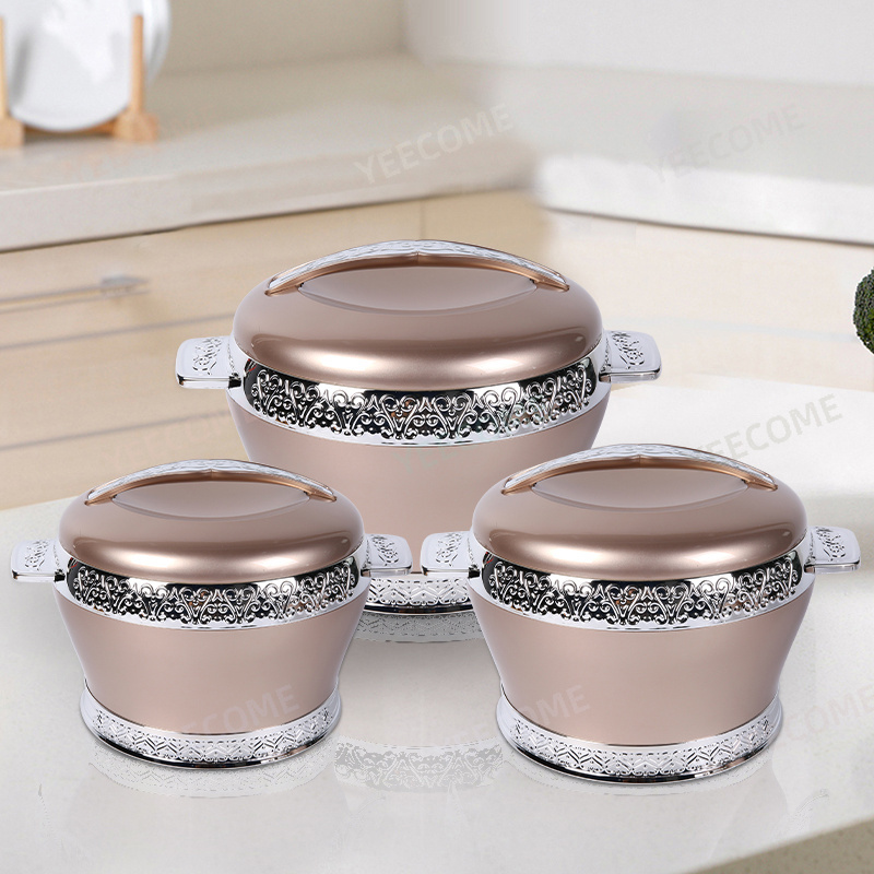 YJM2322 Capacity 2.5L 4.5L 6.5L Factory Wholesale food warmer  luxury food warmer set Silver Plated hot pot food warmer set