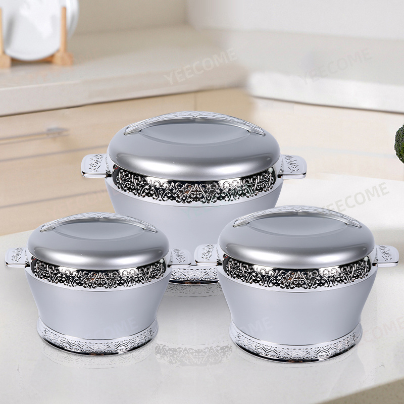 YJM2322 Capacity 2.5L 4.5L 6.5L Factory Wholesale food warmer  luxury food warmer set Silver Plated hot pot food warmer set