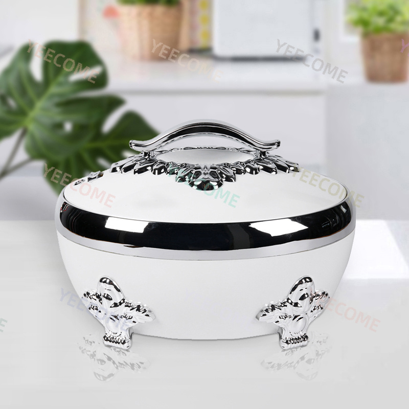 YJM-FA400 Capacity 4L Custom Logo  hot pot food warmer set hot pot sets food warmer Silver Plated food warmer container