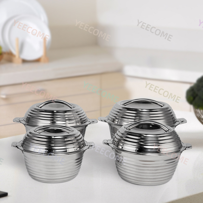 YJM1215 Capacity 2L 3L 4L 5L Factory Wholesale Stainless Steel casserole  4 Pcs food container  Popular hot pot food warmer set