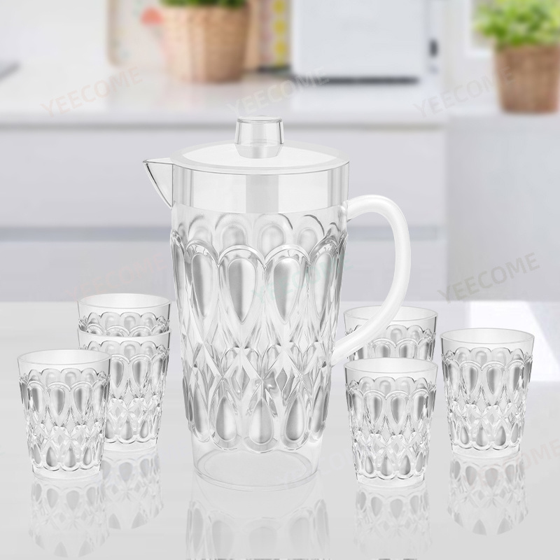 YJM8552 Capacity 2.5 L Custom Logo New Arrival Pear-shape water jug 6PCS water jug Set  Juice Carafe pitcher