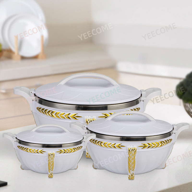 YJM800 Capacity 3-7-10L Custom Logo  Food Warmer Big Size Luxury food warmer set  Round hot pot food warmer set