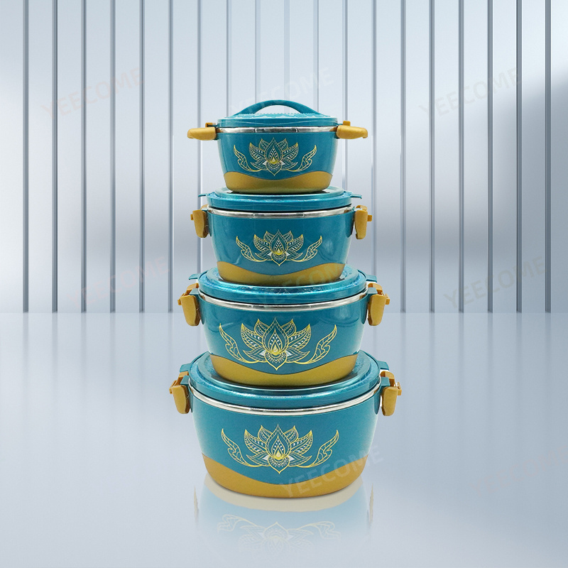 YJM3789-4 Capacity 1+2+4+6L New Arrival hot pot food warmer set  4 PCS hot pot sets food warmer Lotus food warmer container