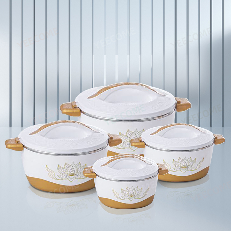 YJM3789-4 Capacity 1+2+4+6L New Arrival hot pot food warmer set  4 PCS hot pot sets food warmer Lotus food warmer container