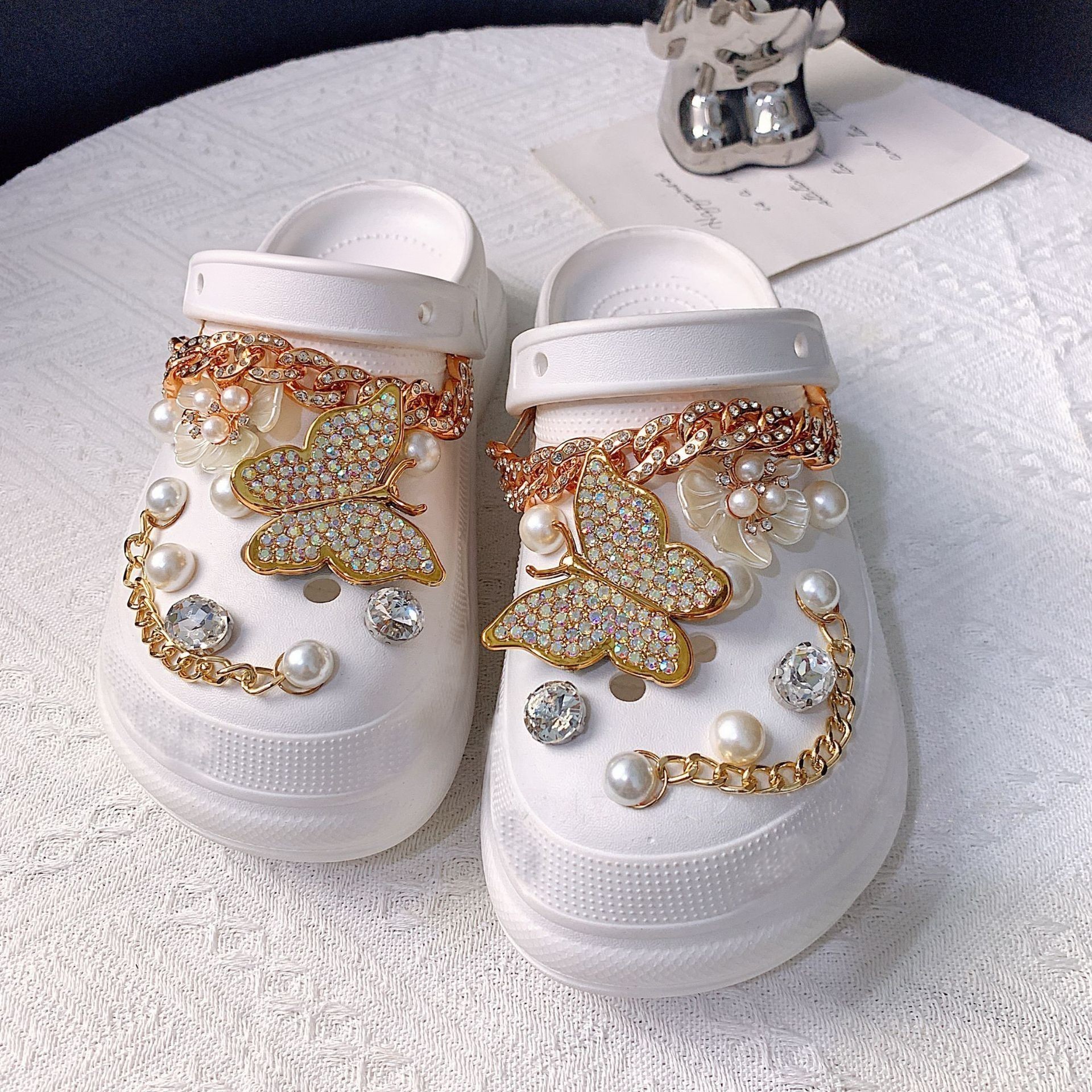 YIHE CD-005 wholesale metal bling shoe charms custom jib bitz rhinestone designers brand flower shoe decoration for croc clog