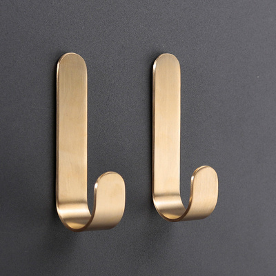 Wall Mount Hook Kitchen Modern Brass Decorative J Self Adhesive Bathroom Clothes Display Towel Metal Door Hanger Coat Wall Hooks