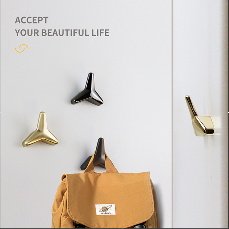 Wall Mount Hook Kitchen Modern nordic Decorative Clothes Hanger Coat wall hooks triangle gold