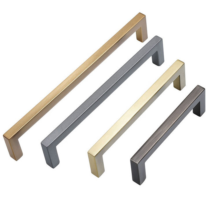 Furniture Cabinet Drawer Pulls square tetragonum Gold Brushed Nickel kitchen Handles