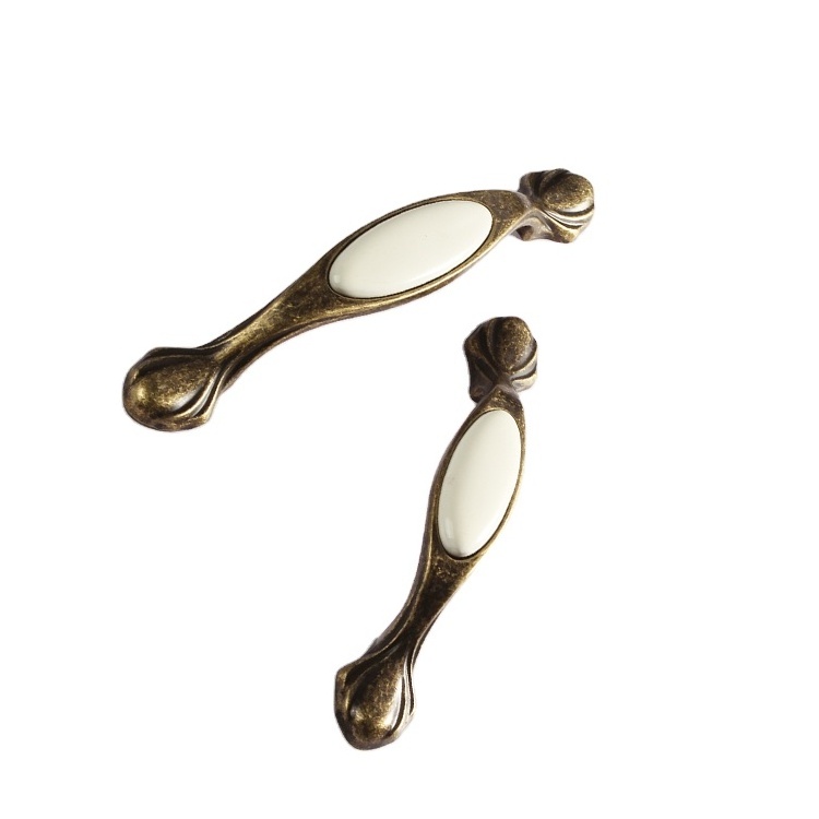 Spoon Foot Ceramic Insert Drawer Pulls Cabinet Hardware Statuary Bronze finish zinc cabinet handles