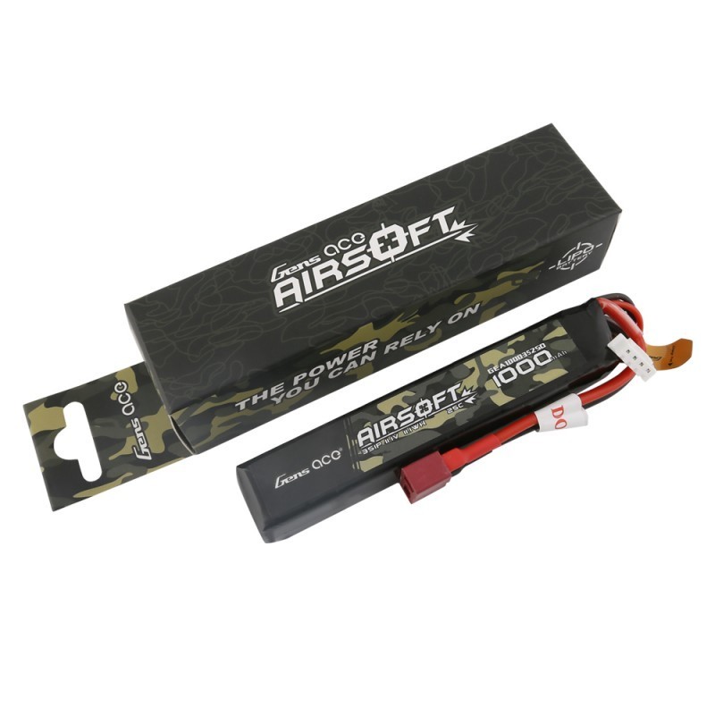 Fast shipping Gens ace 25C 1000mAh 3S1P 11.1V Airsoft Lipo Battery with mini Tamiya Plug