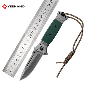 Gold suppliers g10 handle 3cr13 stainless steel blade survival folding knife titanium pocket knife