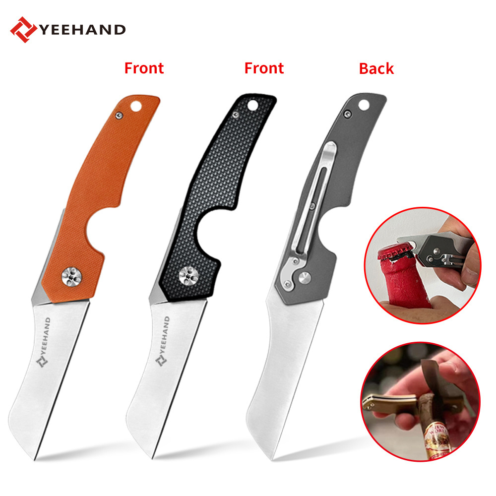 High quality  titanium handle cigar cutter folding knife with bottle opener custom cigar cutter