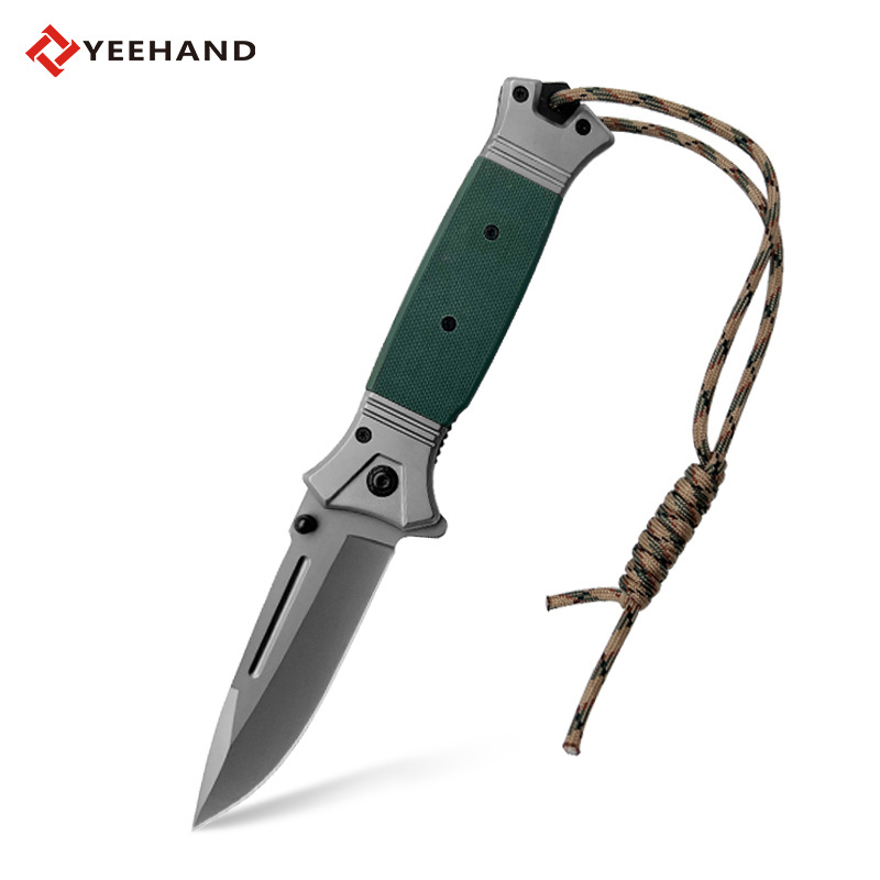 Gold suppliers g10 handle 3cr13 stainless steel blade survival folding knife titanium pocket knife