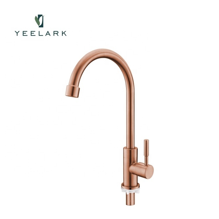 Modern Design Luxury Single Hole Deck Mounted Long Nickel Rotated 360 Degree SUS304 Single Cold Kitchen Faucet