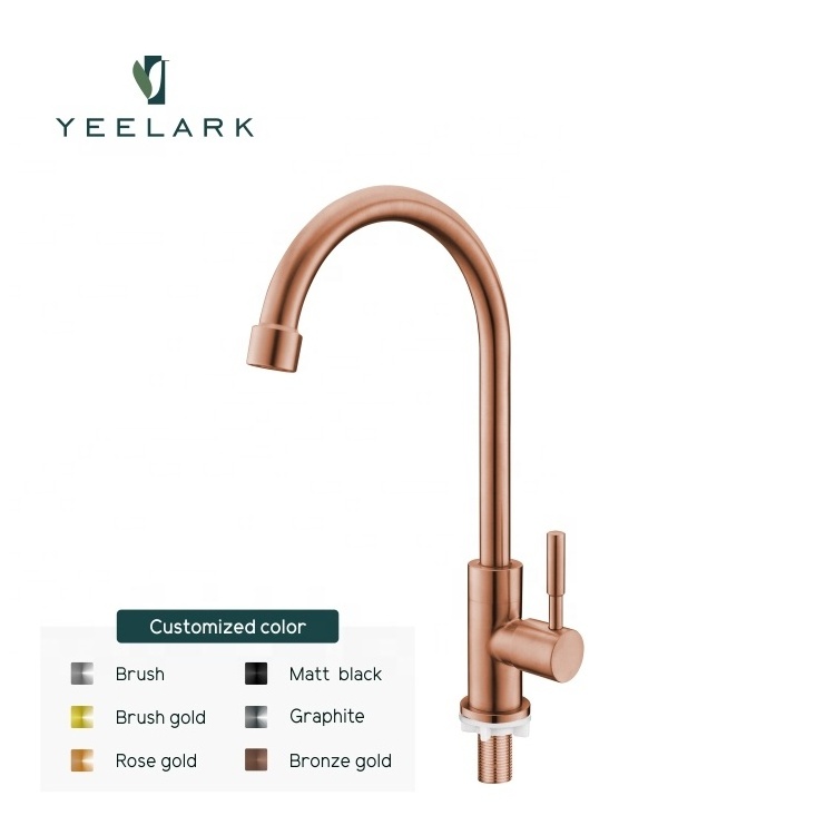 Modern Design Luxury Single Hole Deck Mounted Long Nickel Rotated 360 Degree SUS304 Single Cold Kitchen Faucet