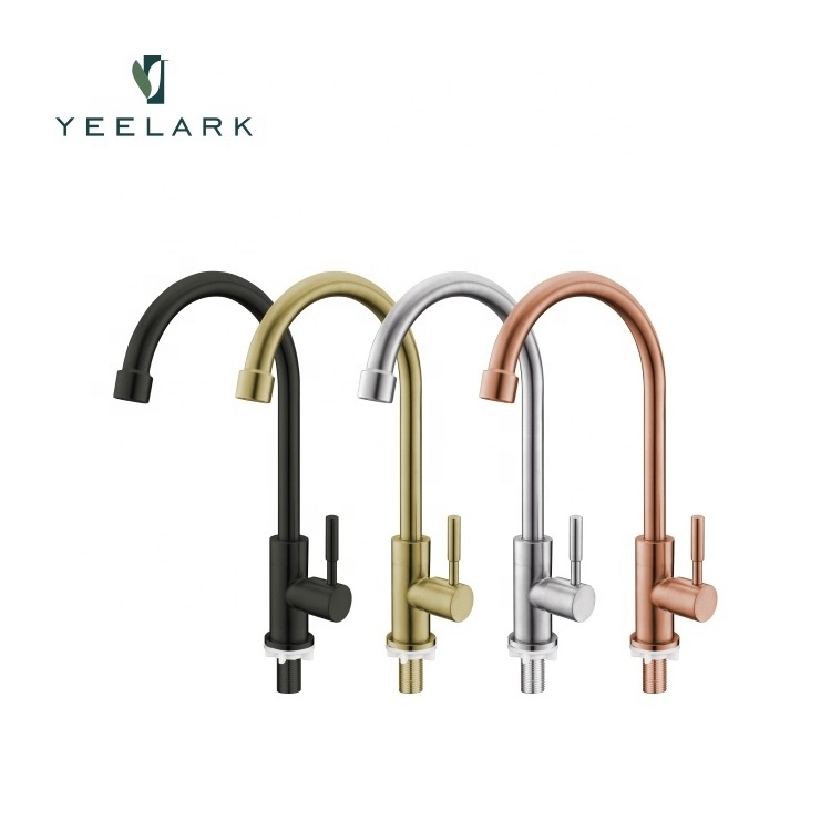 Modern Design Luxury Single Hole Deck Mounted Long Nickel Rotated 360 Degree SUS304 Single Cold Kitchen Faucet