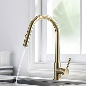 Retractable Rose Gold Sink Tap Stainless Steel Sensor 4 In 1 Kitchen Faucet