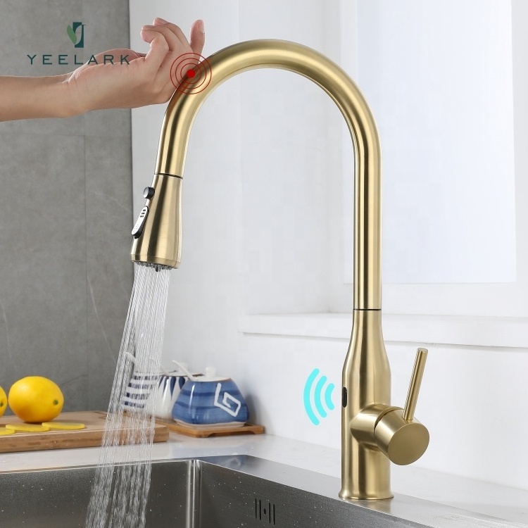 Touchless Kitchen Faucet Sensor Smart Single Handle Stainless Steel Kitchen Faucet with pull down sprayer