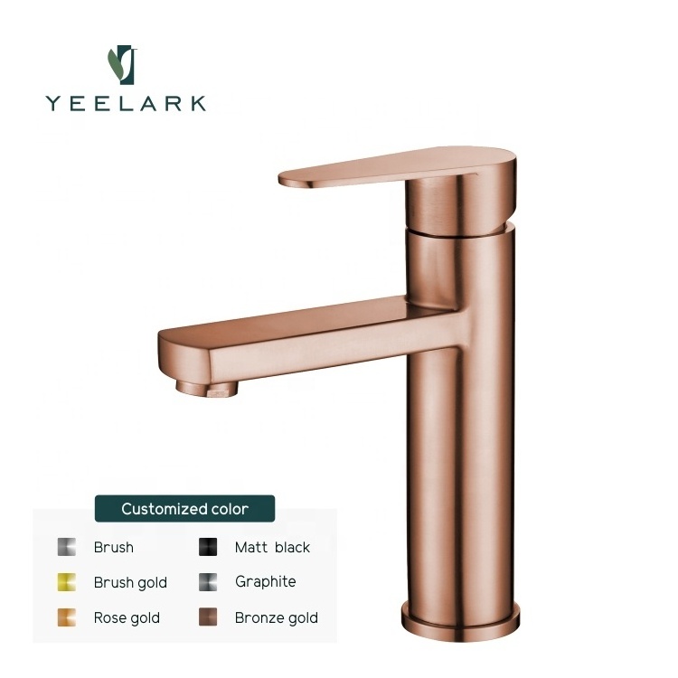 Hot Cold Tap Stainless Steel 304 Luxury Modern Single Hole Gold And Black Bathroom Faucet