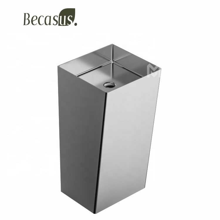 Rectangular Rose Gold Bathroom Sink  Luxury Standing Basin Stainless Steel Baroque Vanity Cabinet 304 Basin Pedestal Sinks