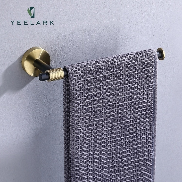 Latest Design Bathroom Accessories Wall Mounted Brushed Gold 304 Stainless Steel Bathroom Towel Rail Paper Towel Rack