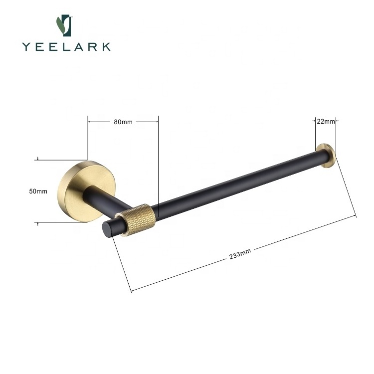 Latest Design Bathroom Accessories Wall Mounted Brushed Gold 304 Stainless Steel Bathroom Towel Rail Paper Towel Rack