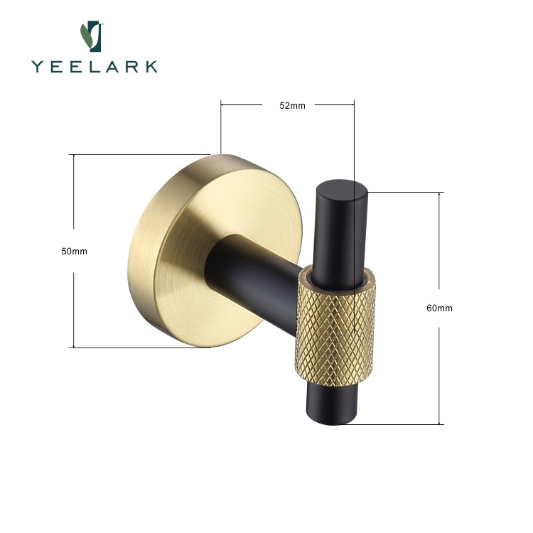 Custom Logo 304 Stainless Steel Brushed Gold Bathroom Accessories Robe Hooks Wall Mounted Towel Keys Hanger Storage Robe Hook