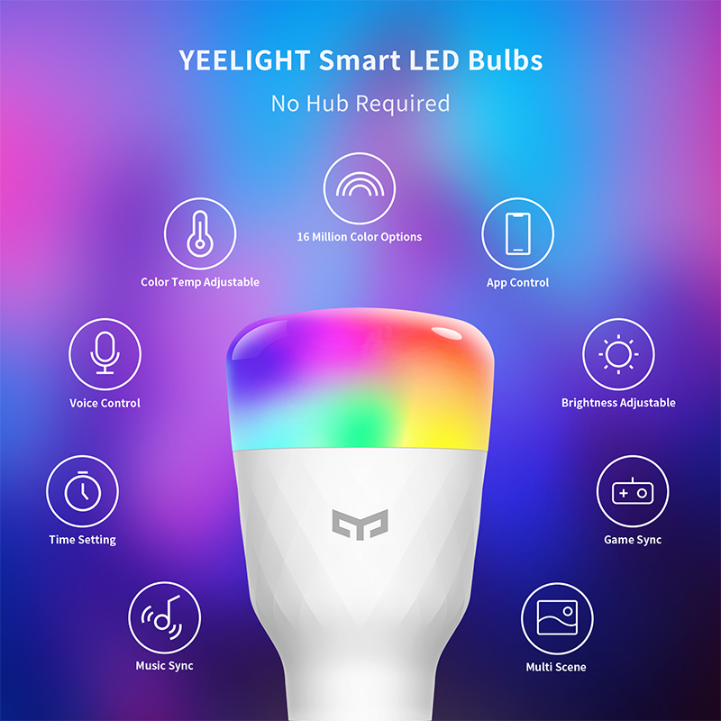 YEELIGHT Xiaomi Proper price Top quality LED smart bulb 1S Color, Gaming lighting, Razer RGB led bulb for office hotel lighting