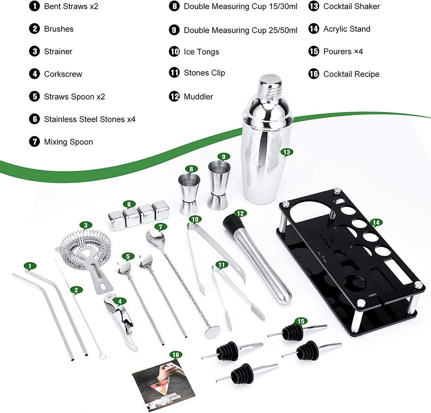 Sets for Bar mixology bartender kit Stainless Steel Mixing Beverage Customized Bar Tools Bartender Set Bar Tool Kit