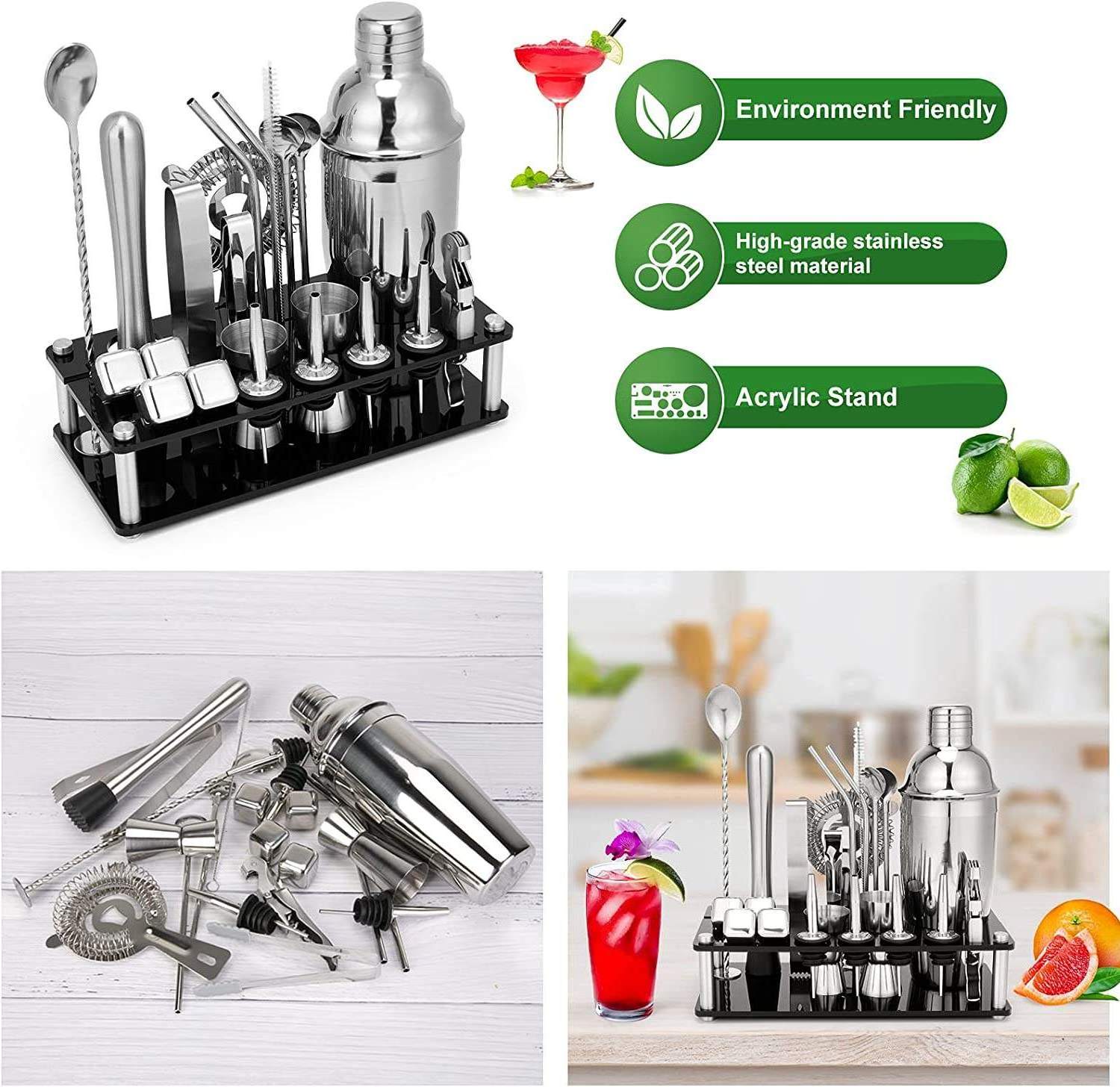 Sets for Bar mixology bartender kit Stainless Steel Mixing Beverage Customized Bar Tools Bartender Set Bar Tool Kit