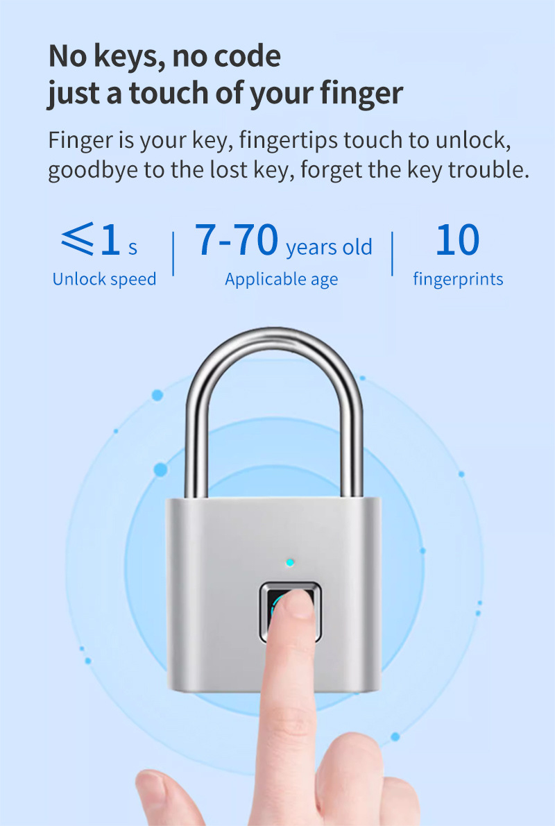 Digital Fashionable Small Size Security Bag and Luggage Biometric Smart Fingerprint Pad lock